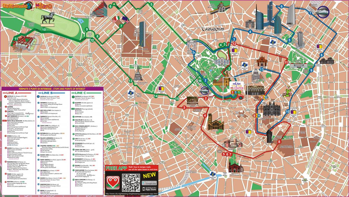 kaart milano bussi marsruut