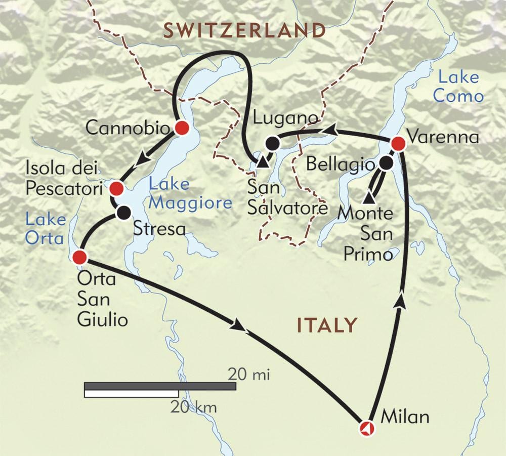 kaart milano järvede